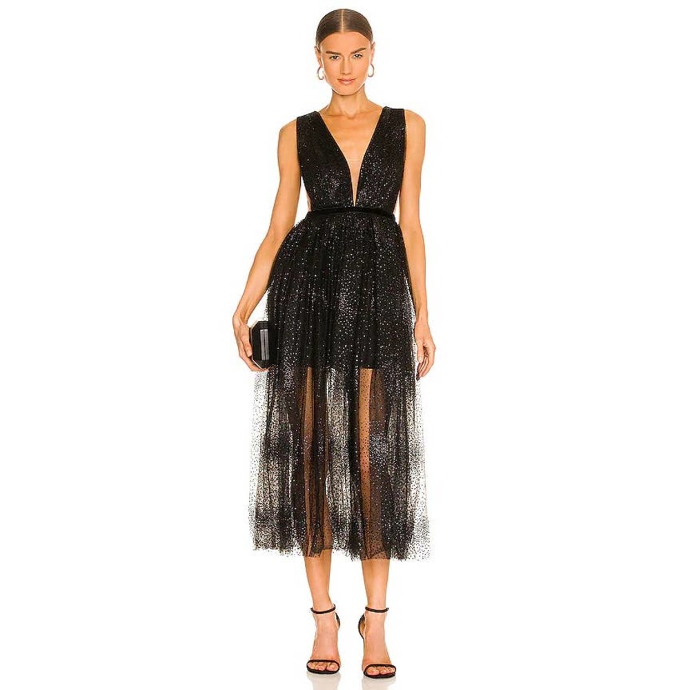 NWT SAU LEE Heather Tulle Dress Black Size 6